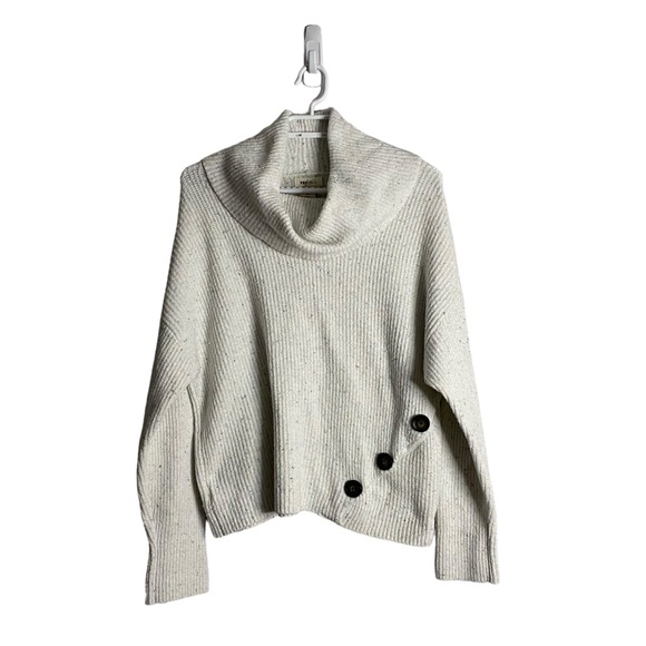Yes Lola Women's Ivory Speckled Cowl Neck Knit Sweater - Picture 1 of 7